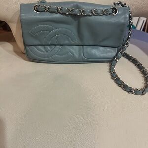 Chanel Blue Leather Chain Bag